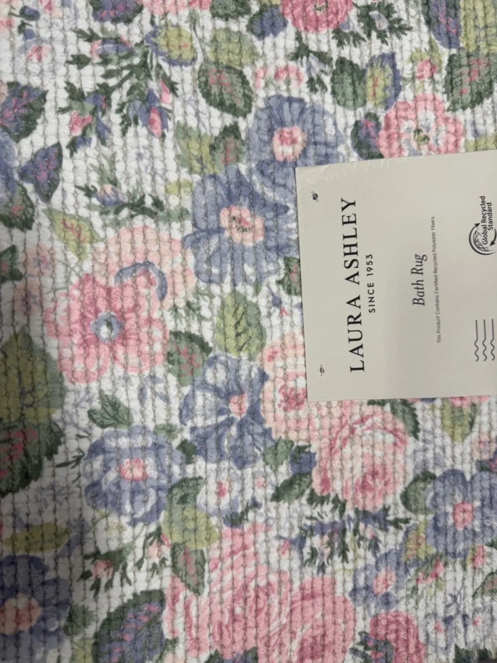 Laura Ashley Pastel Floral Bath Rug ~ 17x24”